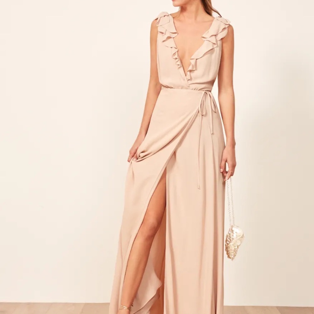 Reformation Peppermint Dress Small Champagne